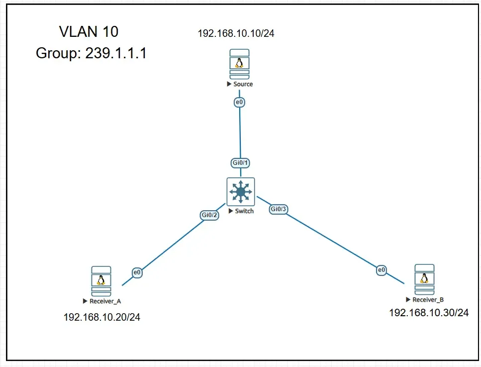 Multicast lab topology